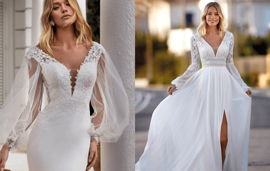 abito da sposa 2023 maniche lunghe